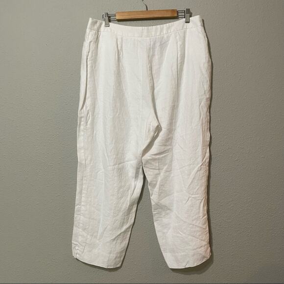 Jones New York White 100% Linen Slacks Pants Womens 16 Beachy Lagenlook Natural - Picture 2 of 7
